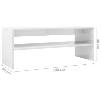 vidaXL Sohvapöytä korkeakiilto valkoinen 100x40x40 cm lastulevy