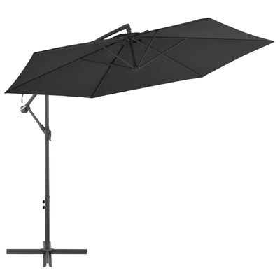 vidaXL Riippuva aurinkovarjo alumiinipylväällä 300 cm musta