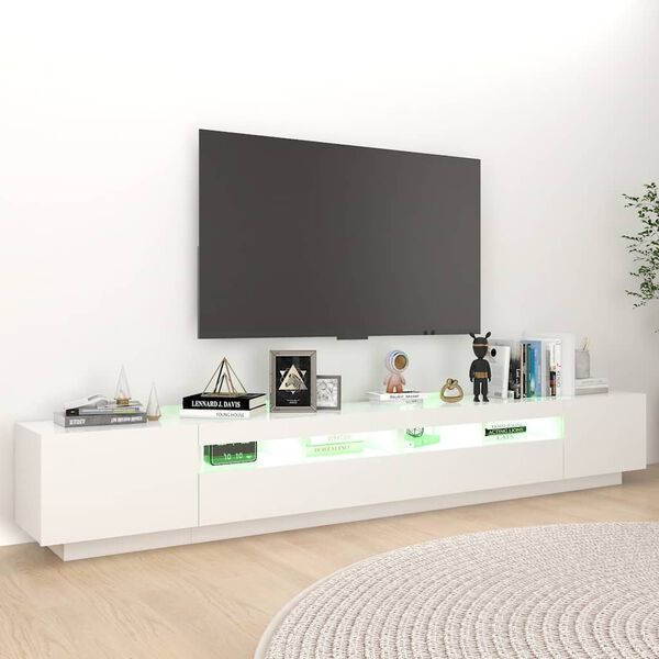 vidaXL TV-taso LED-valoilla valkoinen 260x35x40 cm