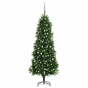 vidaXL Tekojoulukuusi palloilla esivalaistu vihre&auml; 240 cm