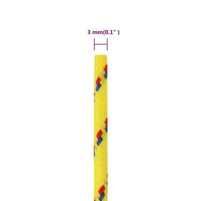 vidaXL Veneköysi keltainen 3 mm 25 m polypropeeni