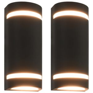 vidaXL Ulkotilojen sein&auml;valaisimet 2 kpl 35 W musta puolipy&ouml;re&auml;