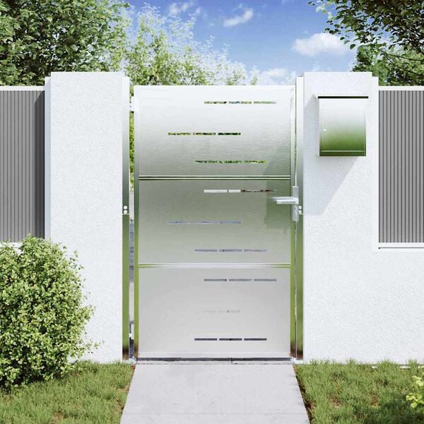 vidaXL Puutarhaportti lukkoon Hopea 100 x 150 cm Ruostumaton teräs