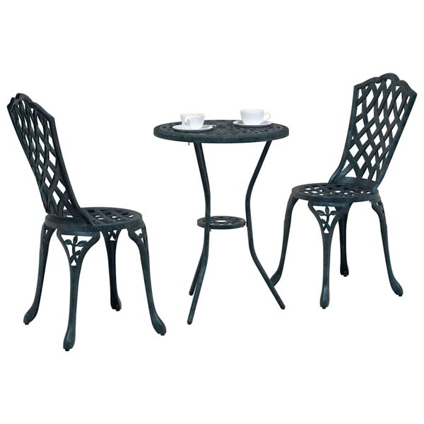 vidaXL Puutarhan Bistro Set 3 pcs Vihreä Alumiini