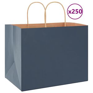 vidaXL Paperikassit 250 kpl kahvoilla sininen 32x22x24 cm