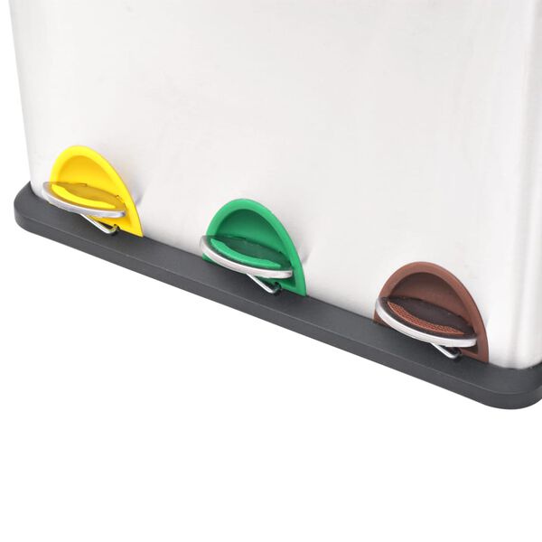 vidaXL Kierrätysroskakori polkimella ruostumaton teräs 24 l