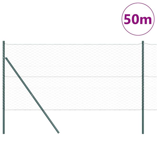 vidaXL Aitalatu Vihreä 50 x 1,4 m (50 mm verkko) Terästä ja PVC:tä