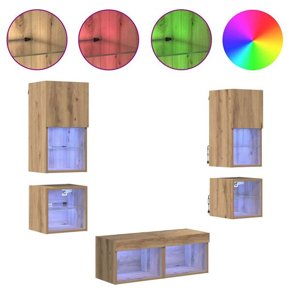 vidaXL TV-sein&auml;kkeet 8 pcs Artisan tammi Tekninen puu