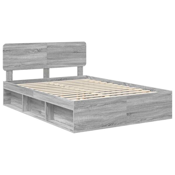 vidaXL S&auml;ngyn runko Harmaa Sonoma 5FT King Size Massiivinen m&auml;nty