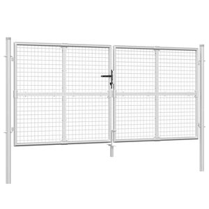 vidaXL Verkkoportti puutarhaan hopeanv&auml;rinen 300x125 cm galvanoitu ter&auml;s