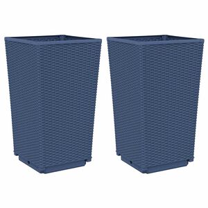 vidaXL Ulkokukkalaatikot 2 kpl sininen harmaa 32,5x32,5x57 cm PP