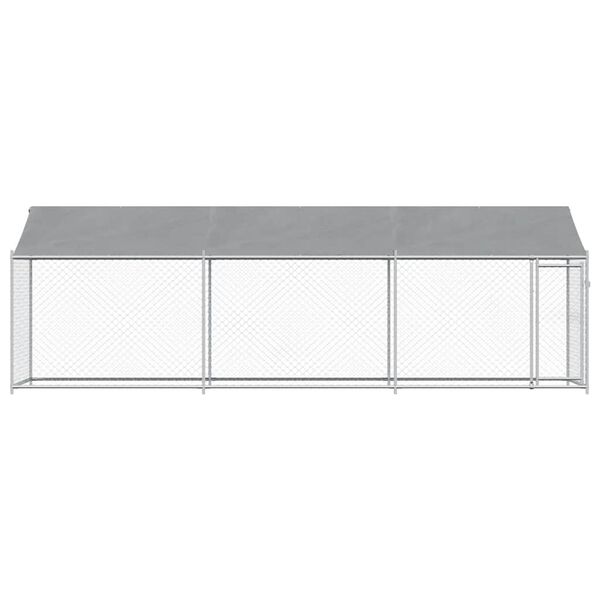vidaXL Koiranhäkki katolla ja ovella harmaa 6x2x2 m galvanoitu teräs