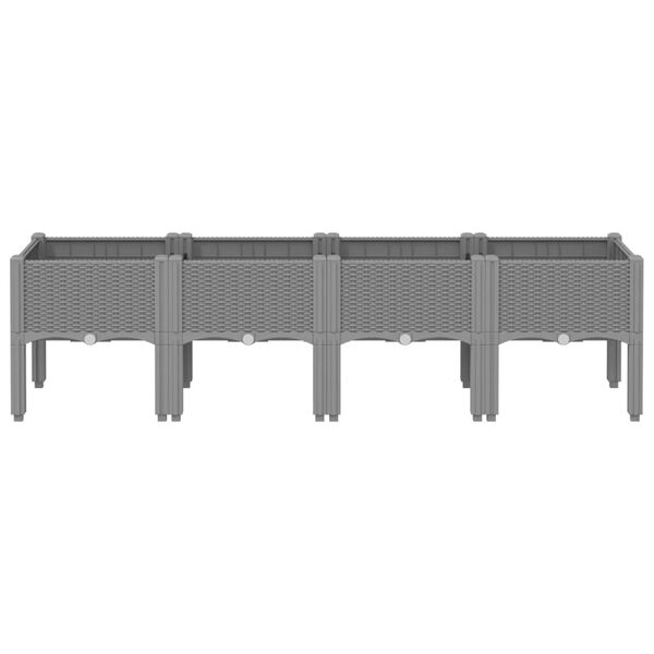 vidaXL Kukkalaatikko jaloilla vaaleanharmaa 160x40x42 cm PP