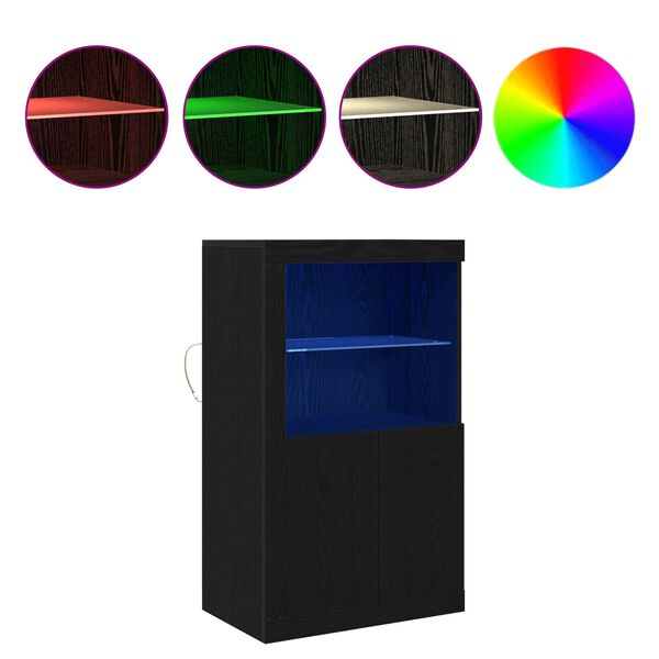 vidaXL Sivukaappi Musta tammi 60.5 x 37 x 100 cm Tekninen puu