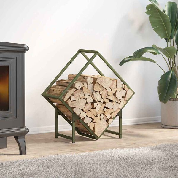 vidaXL Polttopuuteline Oliivinvihre&auml; Kylm&auml;valssattua ter&auml;st&auml;