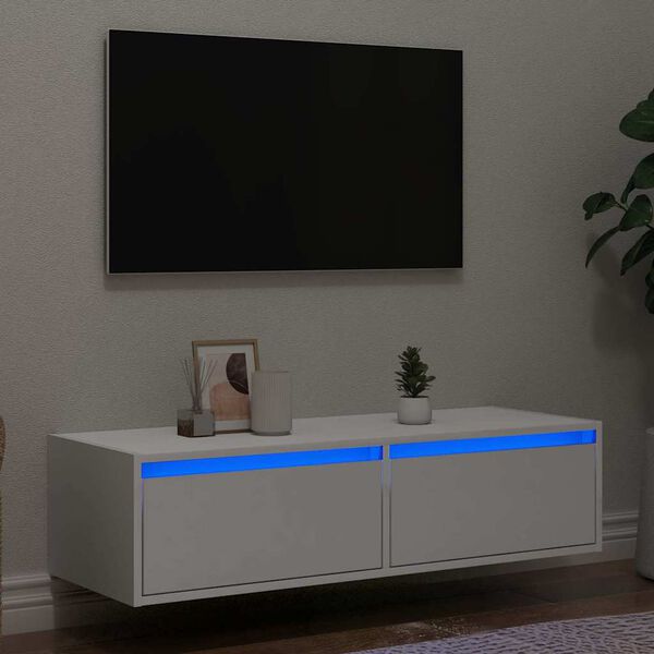 vidaXL TV-kaappi LED-valoilla valkoinen 100X35,5x25 cm