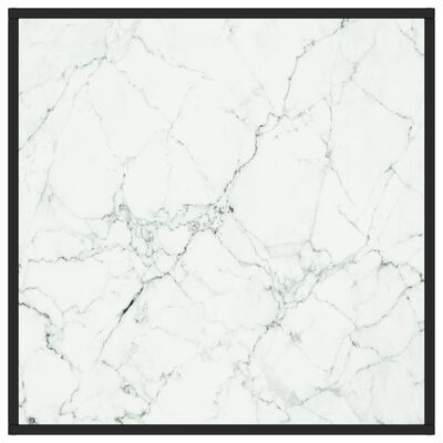 vidaXL Sohvapöytä musta valkoisella marmorilasilla 80x80x35 cm