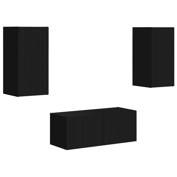 vidaXL TV-tasosetti Sein&auml;kiinnitett&auml;v&auml; 6 pcs Musta Tekninen puu