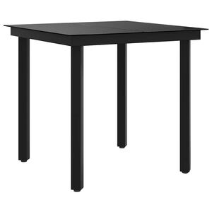vidaXL Puutarhan ruokap&ouml;yt&auml; musta 80x80x74 cm ter&auml;s ja lasi