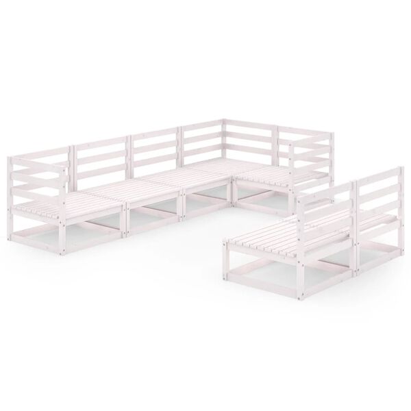 vidaXL 7-osainen Puutarhasohvasarja valkoinen t&auml;ysi m&auml;nty