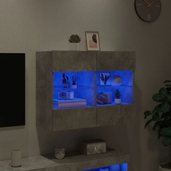 vidaXL TV-sein&auml;kaappi LED-valoilla betoninharmaa 78,5x30x60,5 cm