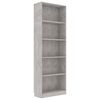 vidaXL 5-tasoinen kirjahylly betoninharmaa 60x24x175 cm tekninen puu