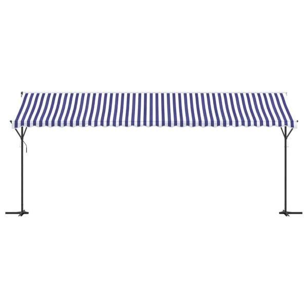 vidaXL Vapaasti seisova markiisi sin./valk. 600x300 cm kangas ja ter&auml;s