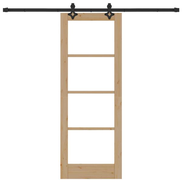 vidaXL Liukuovi Luonnollinen 73,5 x 198,5 cm Täysi mänty ja lasi