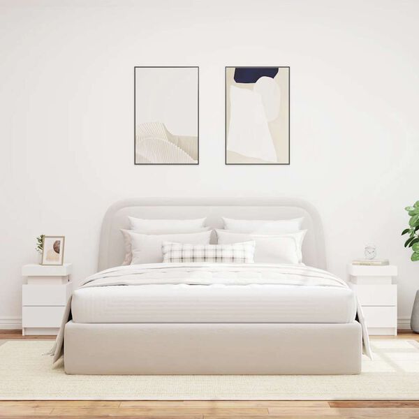 vidaXL Y&ouml;p&ouml;yd&auml;t LED-valoilla 2 kpl valkoinen 35x39x55 cm