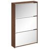 vidaXL Kenk&auml;kaappi peilill&auml; 3-kerroksinen ruskea tammi 63x17x102,5 cm