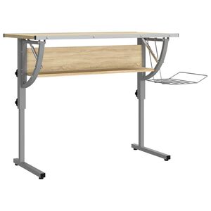vidaXL Askartelup&ouml;yt&auml; tammi/harmaa 110x53x(58-87)cm tekninen puu/ter&auml;s