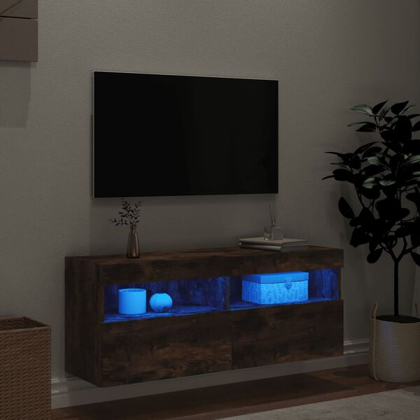 vidaXL TV-sein&auml;kaappi LED-valoilla savutammi 100x30x40 cm