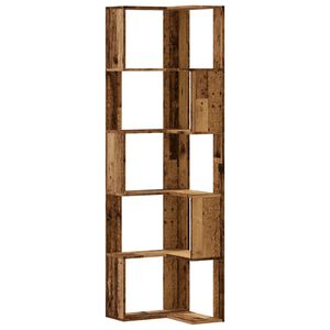 vidaXL Kulmakirjahylly 5 tasoa vanha puu 50x50x179 cm tekninen puu