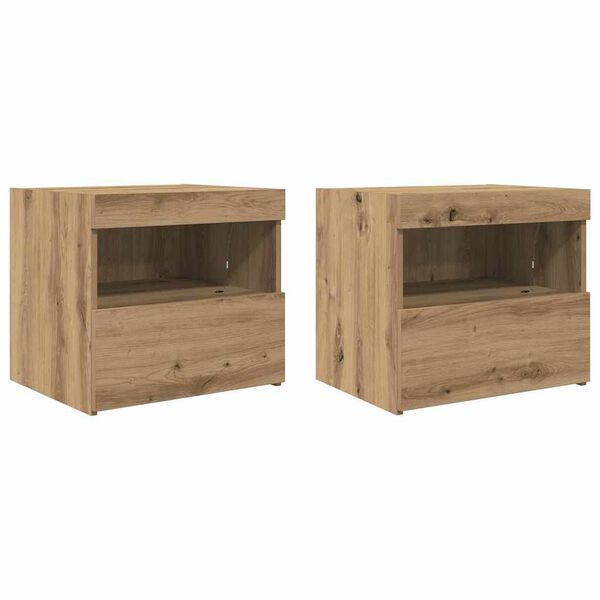vidaXL Y&ouml;p&ouml;yt&auml;kaappi 2 pcs Artisan tammi 50 x 40 x 45 cm Tekninen puu