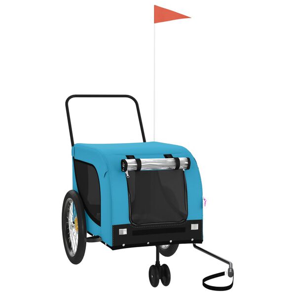 vidaXL Lemmikinkuljetusk&auml;rry polkupy&ouml;r&auml;&auml;n sin./musta kangas ja rauta