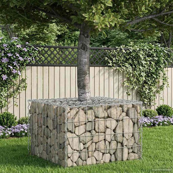 vidaXL Gabion Kohotettu Peti Hopea 60 x 60 x 40 cm Galvanoitu ter&auml;s