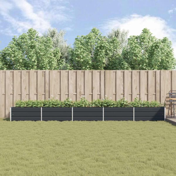 vidaXL Kukkalaatikko Antrasiitti 195 x 100 x 45 cm Galvanoitu ter&auml;s