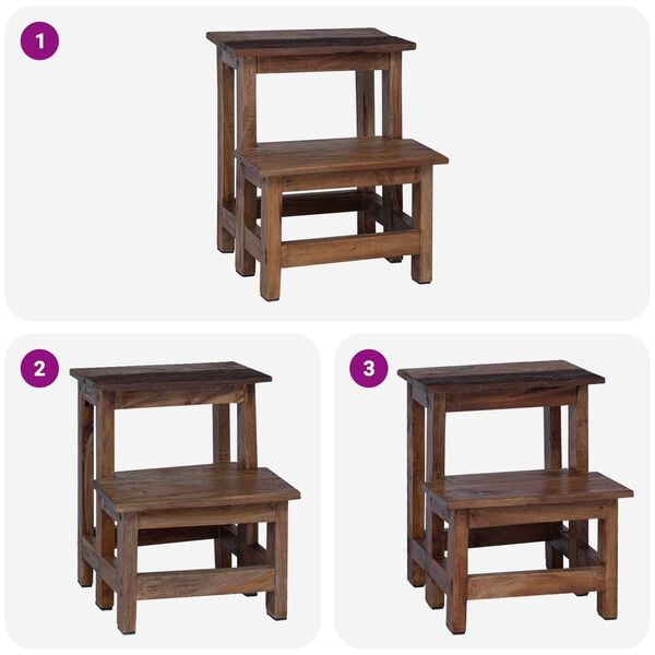 vidaXL Jakkara Luonnollinen 37 x 37 x 46 cm Mahogany-puu