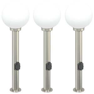 vidaXL Pollarivalaisimet pistorasialla 3 kpl 80 cm ruostumaton ter&auml;s IP44