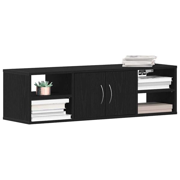 vidaXL Sein&auml;hylly hyllyll&auml; Musta tammi. 140 x 41 x 75 cm Tekninen puu