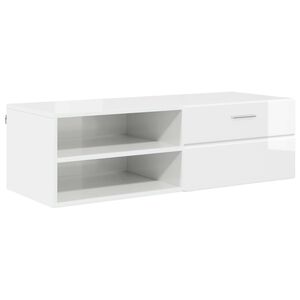 vidaXL puinen kaappi 100,5 x 39 x 30 cm Korkean kiillon valkoinen