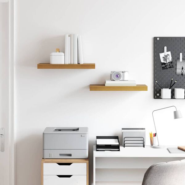 vidaXL Sein&auml;hylly 2 pcs Beige 50 x 23 x 4 cm Tekninen puu