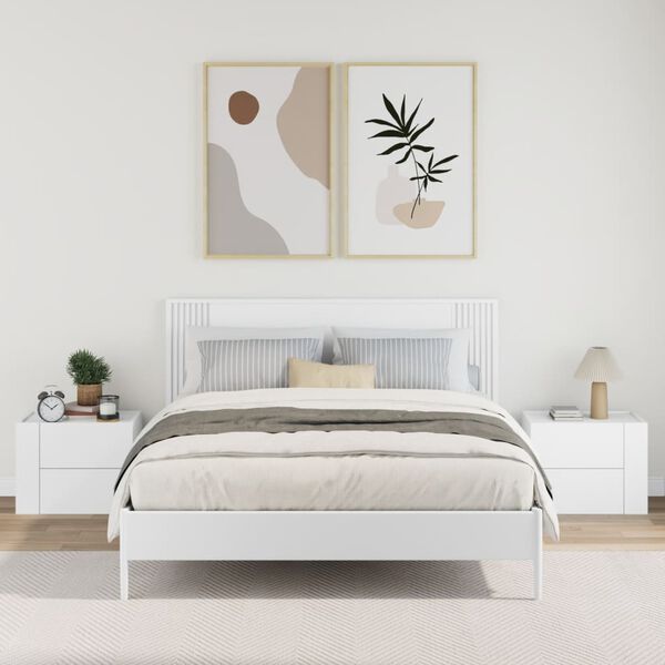 vidaXL Sein&auml;kiinnitett&auml;v&auml;t y&ouml;p&ouml;yd&auml;t 2 kpl valkoinen 45x30x35 cm