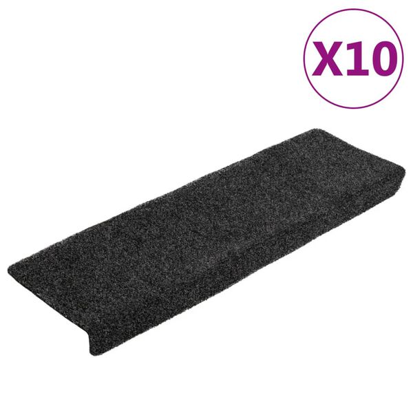 vidaXL Porrasmatot itseliimautuvat 10 kpl 65x21x4 cm tummanharmaa suorakaiteen muotoinen reuna