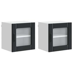 vidaXL Sein&auml;lasi kaappi LUCCA 2 pcs Musta 40 x 31 x 40 cm Tekninen puu