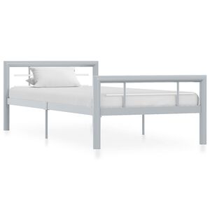 vidaXL S&auml;ngynrunko harmaa ja valkoinen metalli 90x200 cm