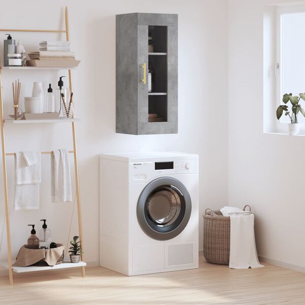 vidaXL Sein&auml;kiinnitett&auml;v&auml; kaappi betoninharmaa 34,5x34x90 cm