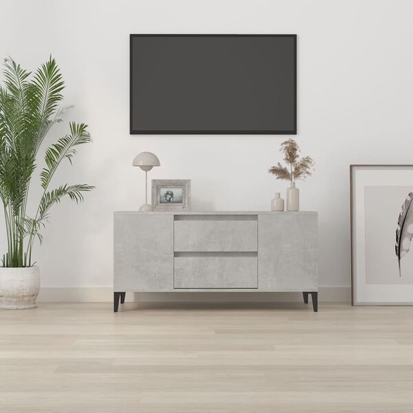 vidaXL TV-taso betoninharmaa 102x44,5x50 cm tekninen puu