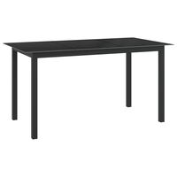 vidaXL Puutarhapöytä musta 150x90x74 cm alumiini ja lasi