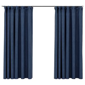 vidaXL Pellavamaiset pimennysverhot koukuilla 2 kpl sininen 140x175 cm